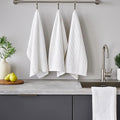 Set of 3 White and Almond Waffle Tea Towels | Doro