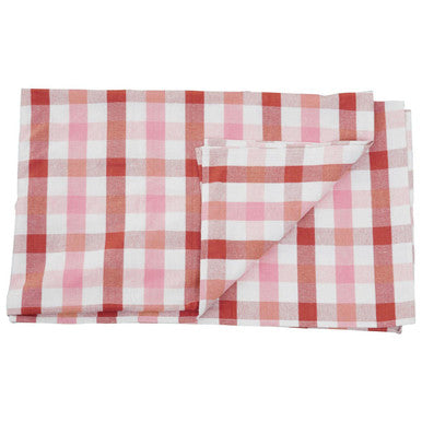 Pink and Poppy Red Check Tablecloth | Thread and Loom