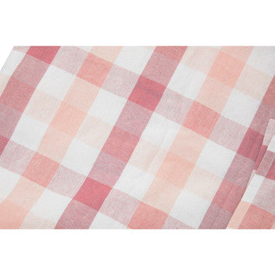 Toasted Almond and Coral Check Tablecloth | Thread and Loom