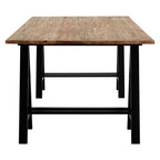 6 Seater Natural Pine Wood Dining Table with Black Iron A-Frame Legs, Hampstead
