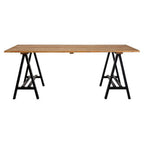 6 Seater Natural Pine Wood Dining Table with Black Iron A-Frame Legs, Hampstead