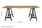 6 Seater Natural Pine Wood Dining Table with Black Iron A-Frame Legs, Hampstead