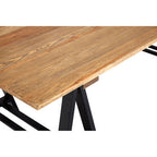 6 Seater Natural Pine Wood Dining Table with Black Iron A-Frame Legs, Hampstead