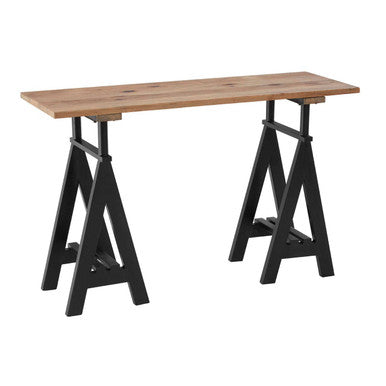 Natural Pine Wood Top Console Table with Black Metal Frame | Hampstead
