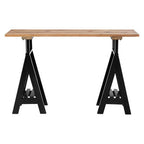 Natural Pine Wood Top Console Table with Black Metal Frame | Hampstead