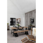 Natural Pine Wood Top Console Table with Black Metal Frame | Hampstead