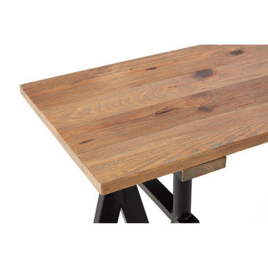 Natural Pine Wood Top Console Table with Black Metal Frame | Hampstead