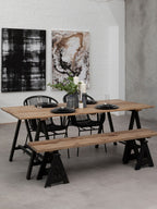 Natural Pine Wood Top Console Table with Black Metal Frame | Hampstead