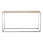 Natural Oak Wood Top Console Table with Stainless Steel Frame | Hampstead