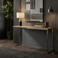 Natural Oak Wood Top Console Table with Stainless Steel Frame | Hampstead