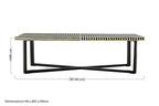 Black and White Buffalo Bone Inlay Top Coffee Table with Black Metal Lattice Base | Boho