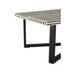 Black and White Buffalo Bone Inlay Top Coffee Table with Black Metal Lattice Base | Boho