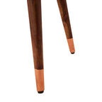 Gold Copper Finish Metal Top Side Table with Natural Wooden Legs | Boho