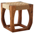 Sheesham Wood and Jute Stool | Boho