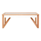 Mirror Glass Top Coffee Table with Natural Wood Frame | Kensington Townhouse