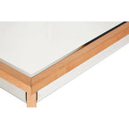 Mirror Glass Top Coffee Table with Natural Wood Frame | Kensington Townhouse