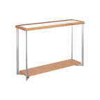Mirrored Top Console Table with Open Storage Shelf and Silver Metal Frame | Kensington Townhouse