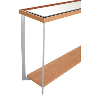Mirrored Top Console Table with Open Storage Shelf and Silver Metal Frame | Kensington Townhouse