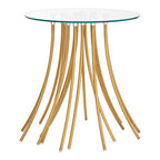 Tempered Glass Top Side Table with Gold Tree Leg Metal Base | Kensington Townhouse