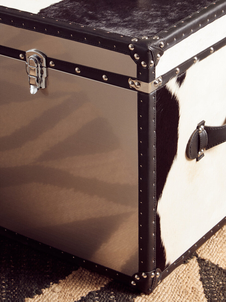Black and White Genuine Cowhide Storage Trunk Set | Kensington Townhouse