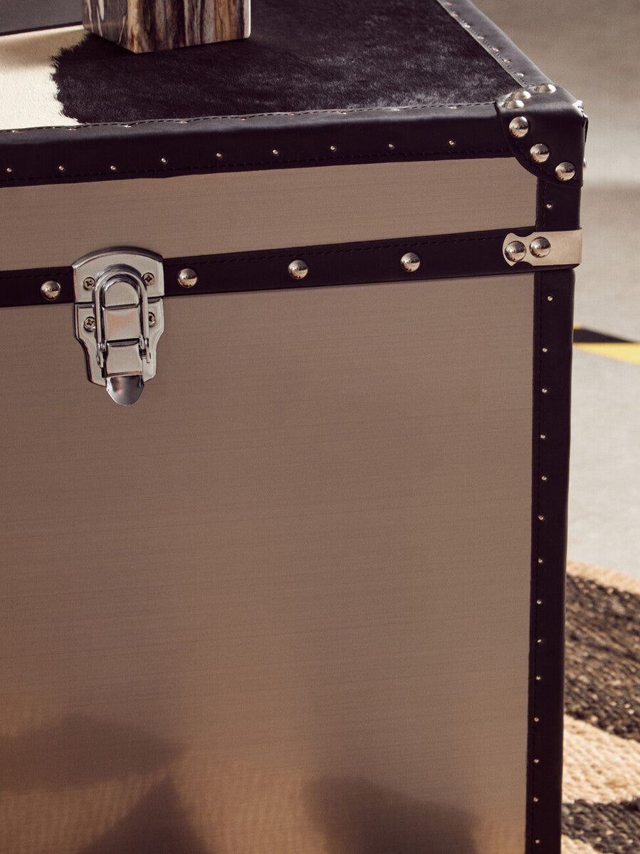 Black and White Genuine Cowhide Storage Trunk Set | Kensington Townhouse
