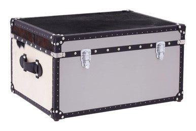 Black and White Genuine Cowhide Storage Trunk | Kensington Townhouse