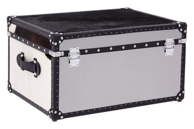 Black and White Genuine Cowhide Storage Trunk | Kensington Townhouse