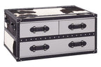 Black and White Cowhide Coffee Table with 3 Drawers and Leather Trim | Kensington Townhouse