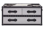 Black and White Cowhide Coffee Table with 3 Drawers and Leather Trim | Kensington Townhouse