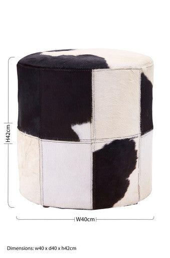 Cowhide Hair on Leather Stool | Kensington Townhouse