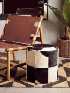 Cowhide Hair on Leather Stool | Kensington Townhouse