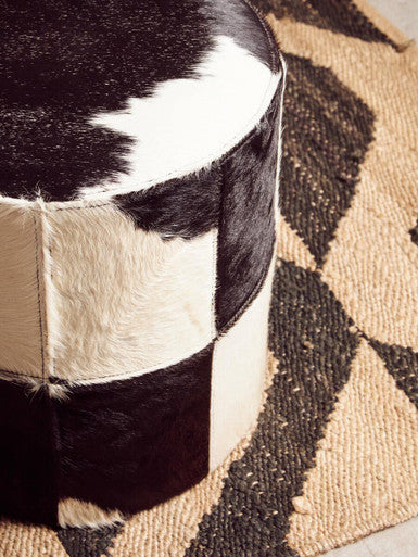 Cowhide Hair on Leather Stool | Kensington Townhouse