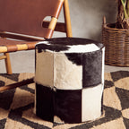 Cowhide Hair on Leather Stool | Kensington Townhouse