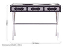 Black and White Cowhide Console Table with 3 Drawers and Leather Trim | Kensington Townhouse