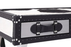Black and White Cowhide Console Table with 3 Drawers and Leather Trim | Kensington Townhouse