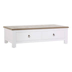 White Wooden Coffee Table with Natural Oak Top and 2 Storage Drawers | Hampstead
