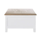 White Wooden Coffee Table with Natural Oak Top and 2 Storage Drawers | Hampstead