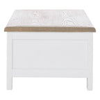 White Wooden Coffee Table with Natural Oak Top and 2 Storage Drawers | Hampstead