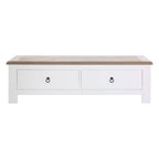 White Wooden Coffee Table with Natural Oak Top and 2 Storage Drawers | Hampstead