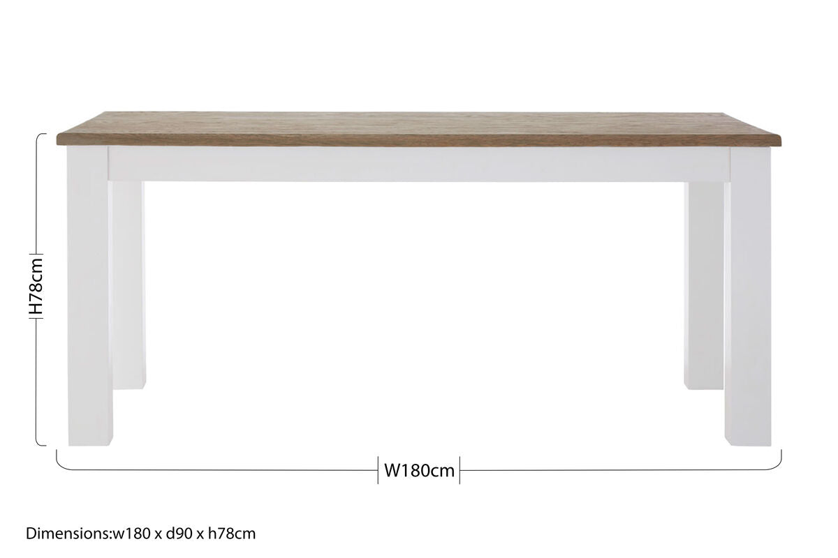 White Dining Table with Golden Oak Effect Tabletop | Hampstead