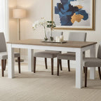 White Dining Table with Golden Oak Effect Tabletop | Hampstead