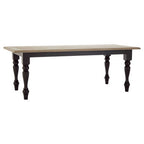 Natural Oak Veneer Wooden Dining Table with Black Carved Birchwood Legs | Kensington Townhouse