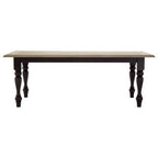 Natural Oak Veneer Wooden Dining Table with Black Carved Birchwood Legs | Kensington Townhouse