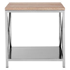 Natural Oak Wood Square Side Table with Metal Frame | Chiswick