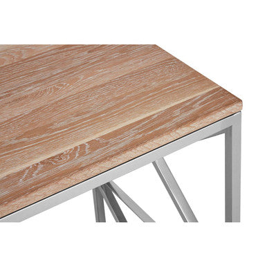 Natural Oak Wood Square Side Table with Metal Frame | Chiswick