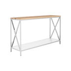 Natural Oak Wood Console Table with Silver Mirrored Lower Shelf | Chiswick
