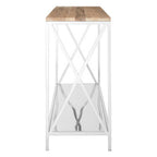 Natural Oak Wood Console Table with Silver Mirrored Lower Shelf | Chiswick