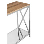 Natural Oak Wood Console Table with Silver Mirrored Lower Shelf | Chiswick