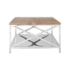 Natural Oak Wood Coffee Table with Silver Mirrored Lower Shelf | Chiswick
