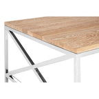 Natural Oak Wood Coffee Table with Silver Mirrored Lower Shelf | Chiswick